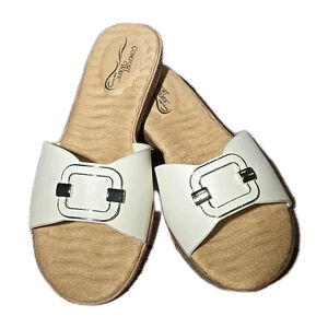 Easy Street Shoes Color: White, Sunshine, 7 1/2 W Slide Sandals (177)